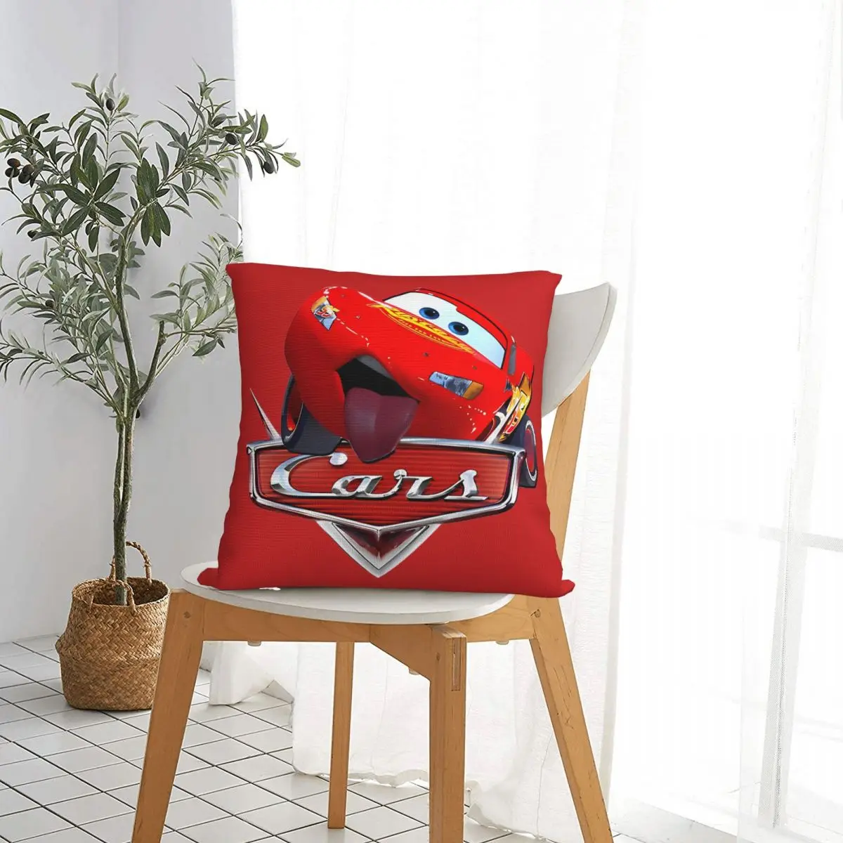 Cars Lightning Mcqueen Square Pillow Case Cushion Covers Awesome Zippered Decorative Pillowcover for Bed 40*40cm