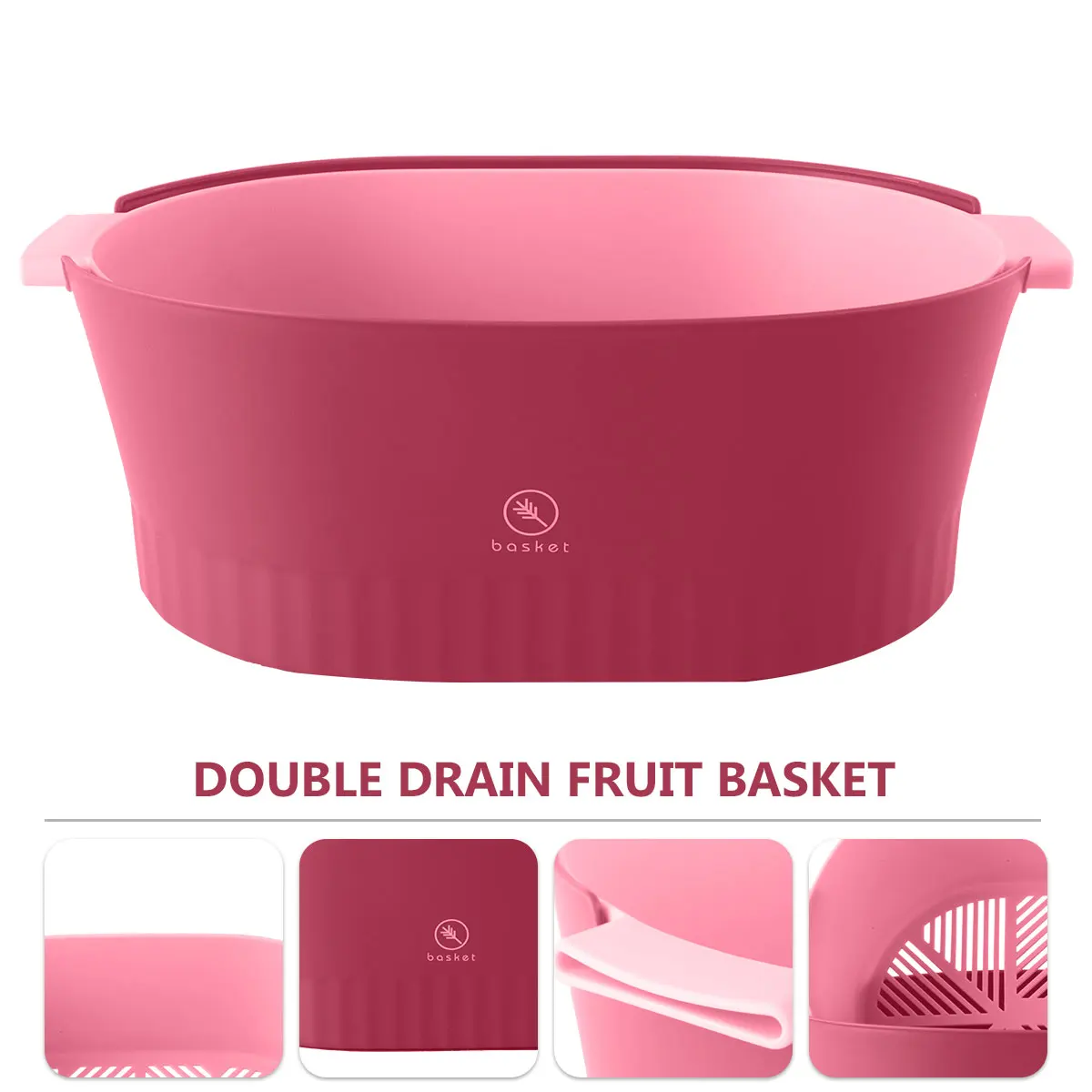 

2 Pcs Versatile Double-Layer Drain Basket Plastic Fruit Vegetable Washing Sieve