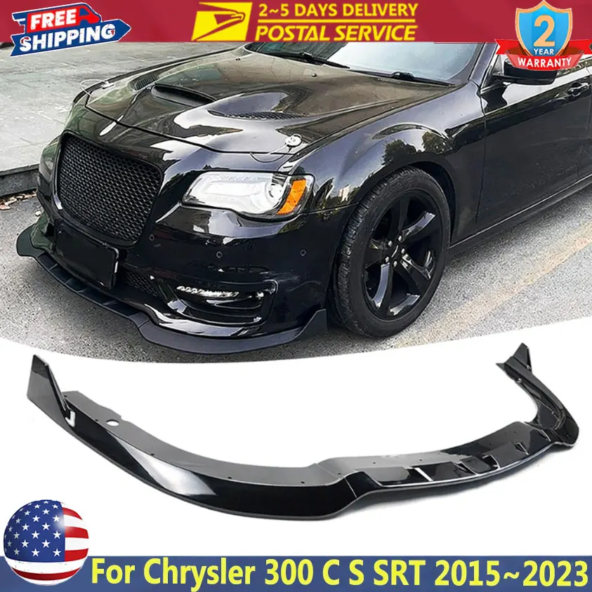 

Car Front Bumper Splitter Lip Kit For Chrysler 300 C S Touring SRT 2015~2023 V3 Glossy Black Spoiler Diffuser Lower Bumper Guard