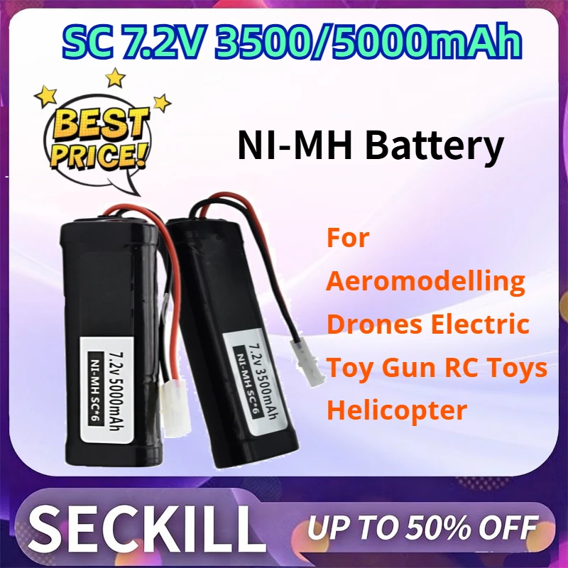 

7.2V 3500/5000mAh 10C Rechargeable NI-MH Battery Pack for Aeromodelling Drones Electric Toy Gun RC Toys Helicopter