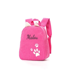 Embroidered Cute Claw Backpack Personalized Customized Children's Corduroy New Solid Color Baby Multicolor Snack Gift Bag