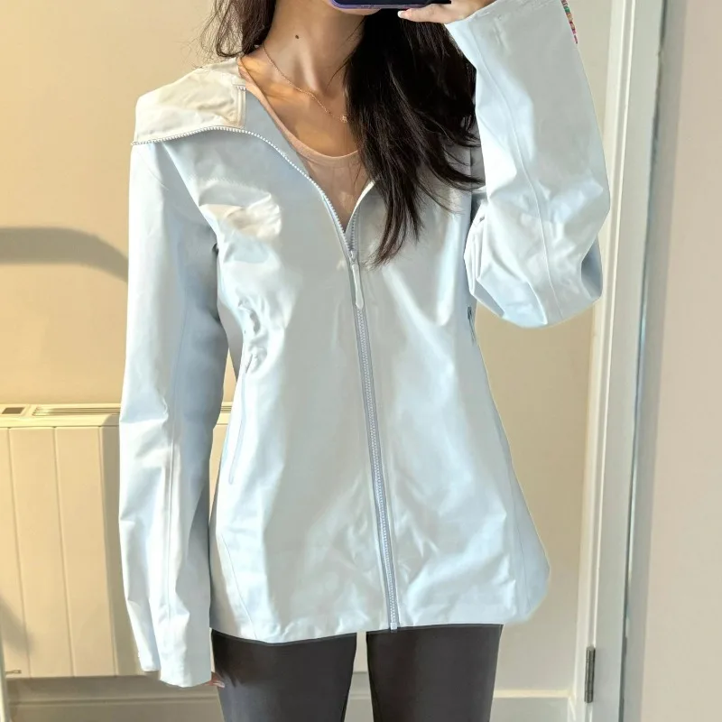 

Outdoors Movement Hardshell Jacket Female Spring and Autumn Whiten Sun-proof Clothing Movement Fallow Blue Jacket New Style
