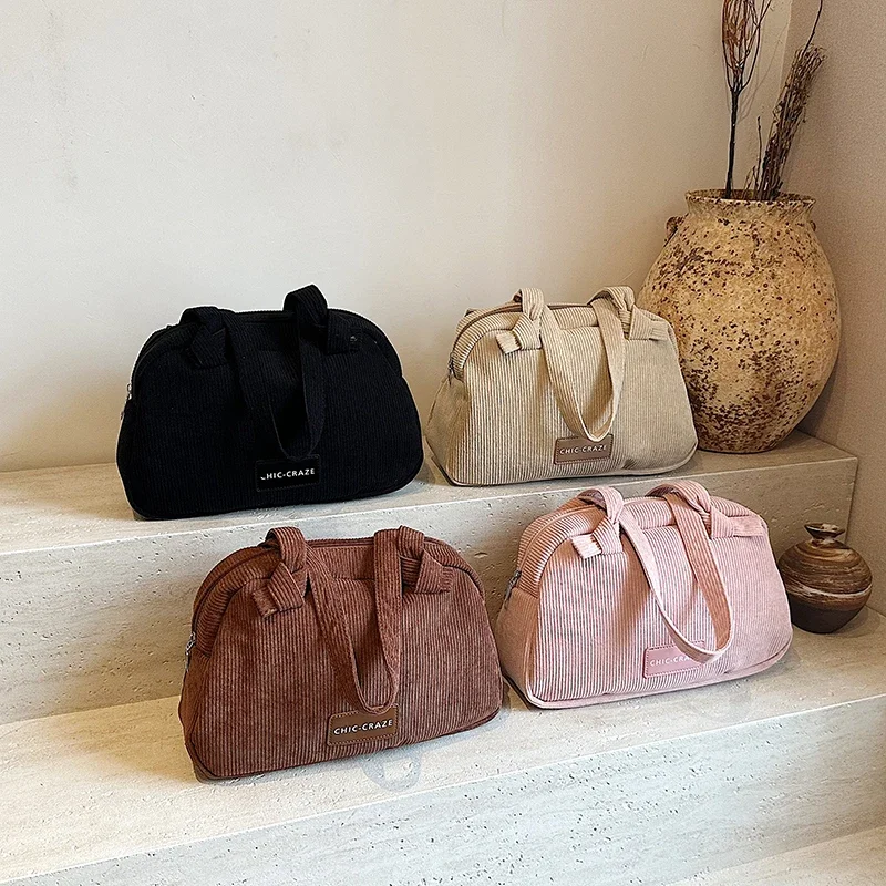 LEFTSIDE Soft Corduroy Handbags for Women 2024 Winter New Y2K Fashion Travel Shoulder Bag Shopper Shopping Bags Shoulder Bag