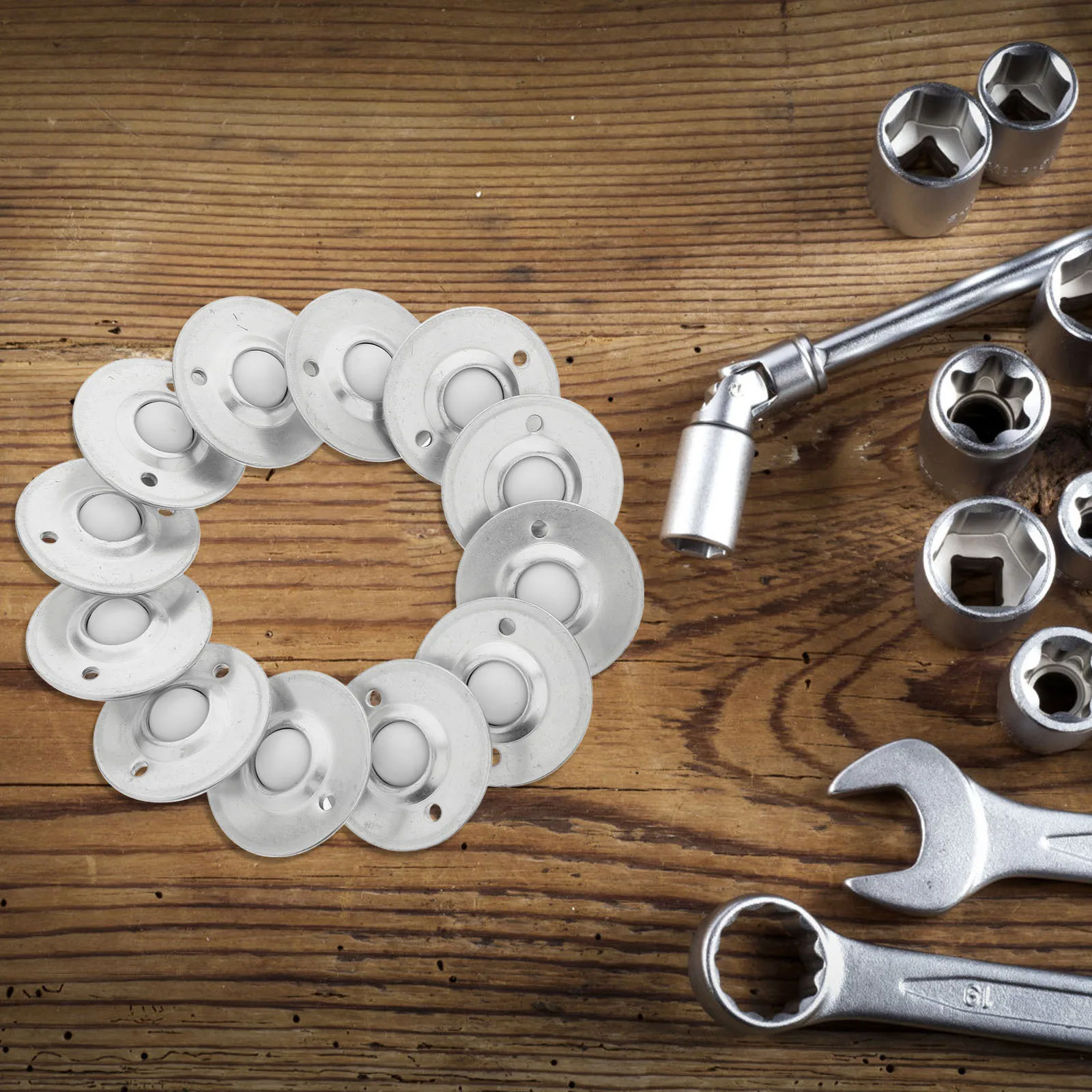 12Pcs Universal Wheel Ball Bearings 2 Hole Noise Reducing Rollers for Furniture Sofas Cabinets Shelves Durable