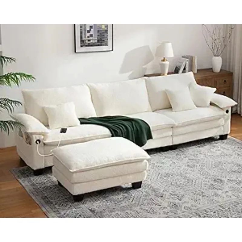 

Modular Sectional Sofa 110.4'' Cloud Couch L Shaped 3-Seater Sectional Couches with Movable Ottoman, USB, Comfy Sectio