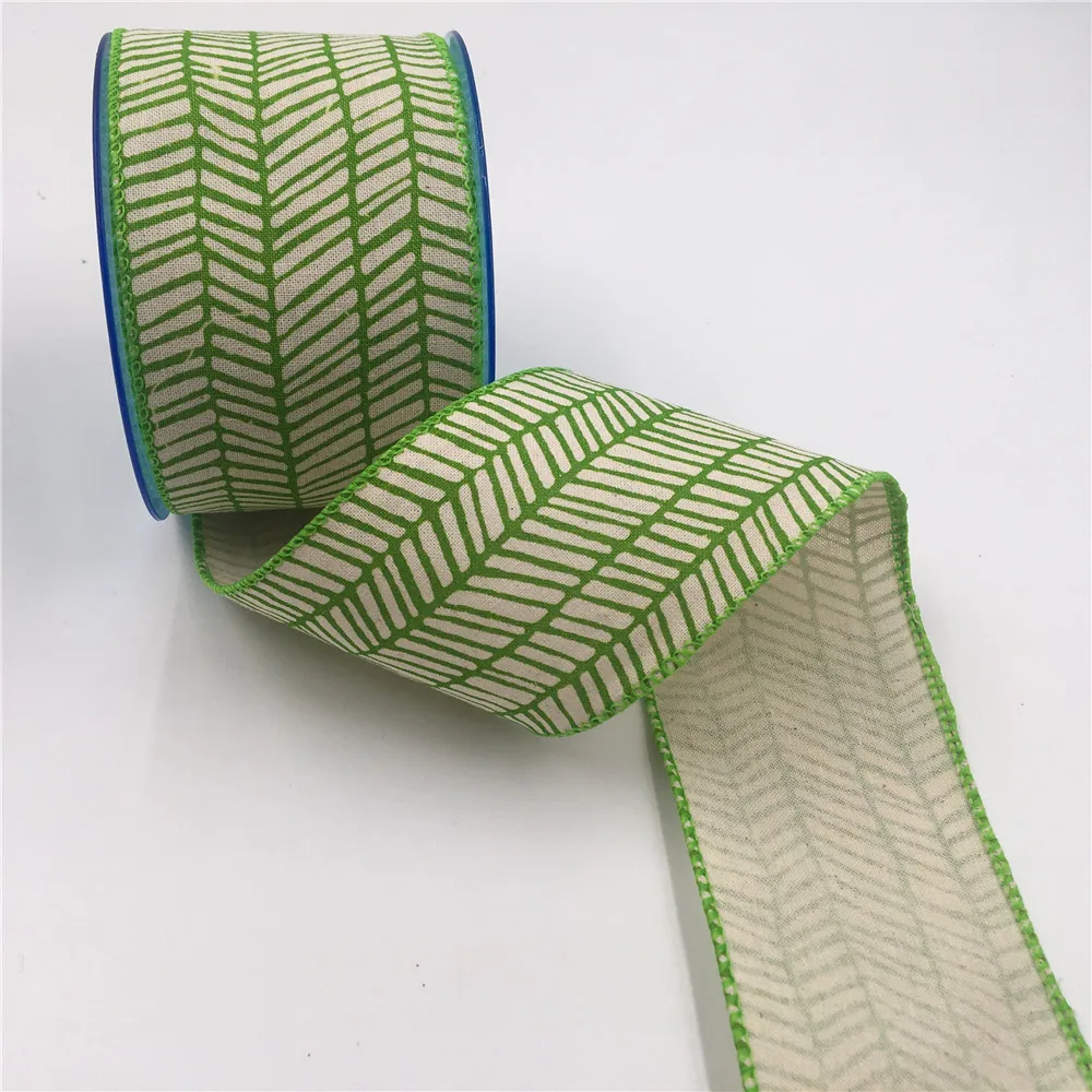 2-1/2 inch 25Yards Wired Edges Green Ribbon for Gift Box Wrapping Festival Decoration 25yards Spool 63mm N2320