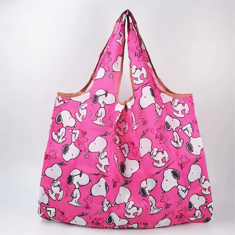 Bolso de hombro con estampado de Snoopy de dibujos animados para mujer, bolsa de compras de supermercado de gran capacidad, bolso de viaje de