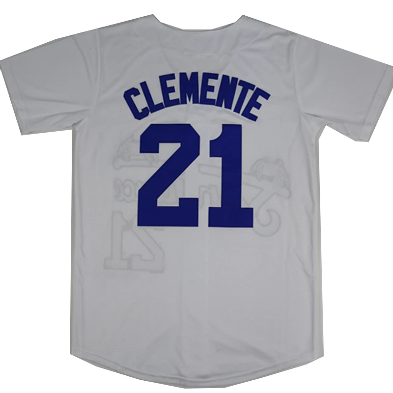 Baseball Jersey Santurce Crabbers Puerto Rico 21 Clemente Jerseys Costura Bordado Esportes Outdoor Alta Qualidade Branco Cinza Novo