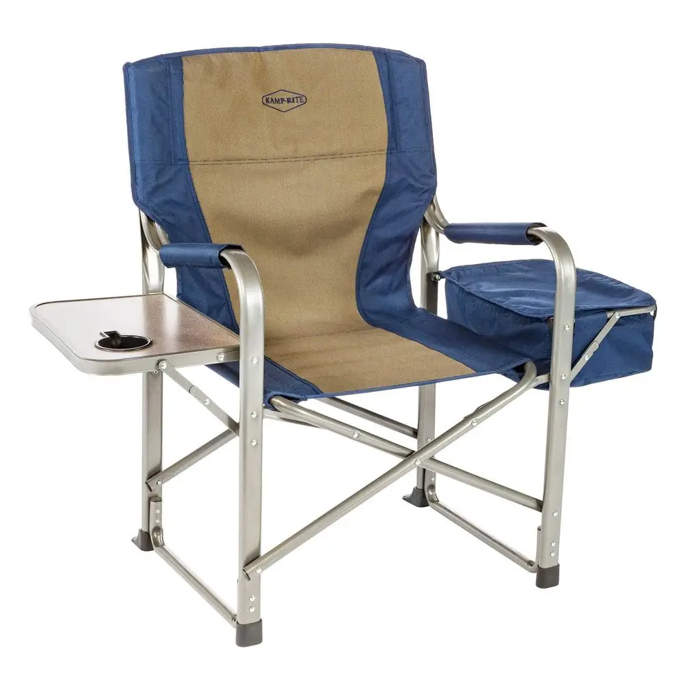 Portable Outdoor Beach Patio Lawn Directors Chair w Cooler, Table, amp Cup Holder for Backyard, Tailgate, amp Sports, 350LB Cap