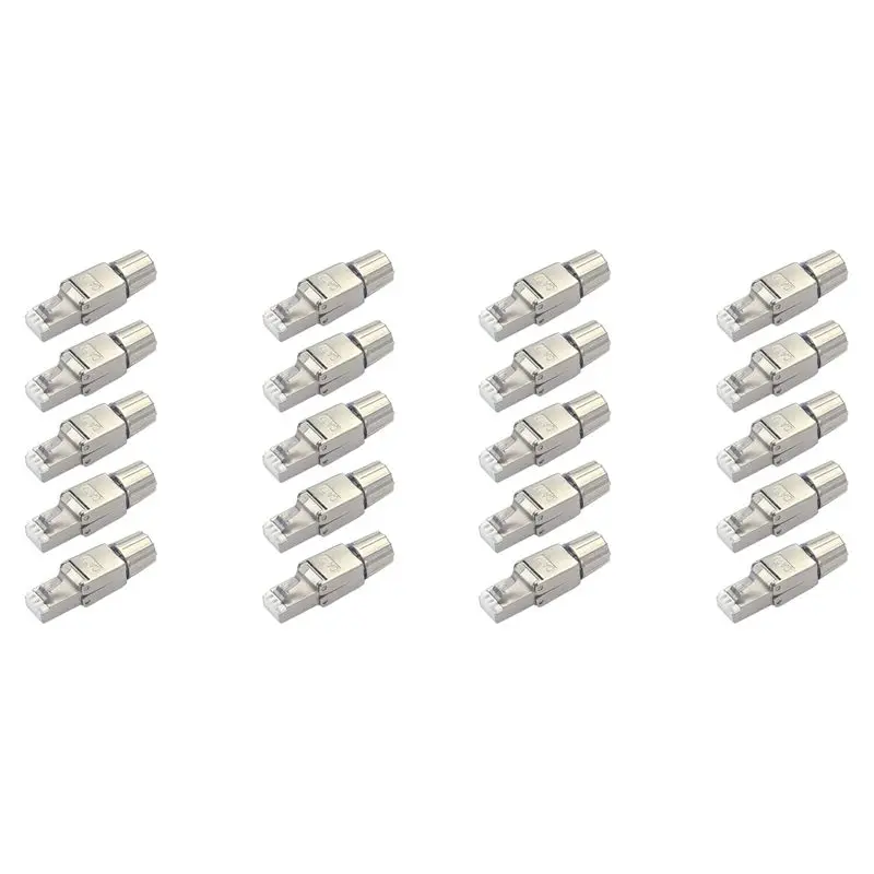 Stylish-20X RJ45 Cat7 Connectors Tool-Free Reusable Shielded Ethernet Termination Plugs, Internet Plug, Fast Field Installation