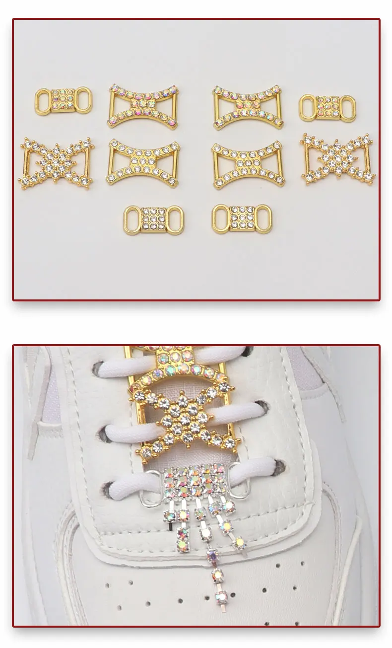Diamant-Schuhdekorationen Schnürsenkel Metall-Schnallen-Charms Luxus-Strass-Schuhzubehör Metall-Schnürsenkelschloss Sneaker 1 Paar – Detail 6