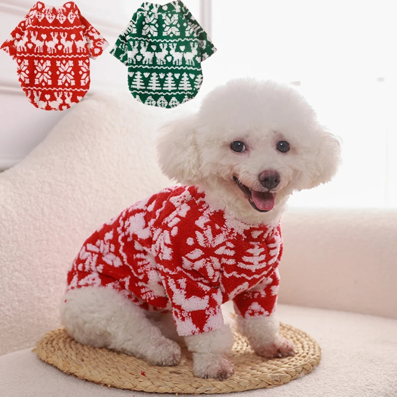 

Christmas Dog Sweater Winter Warm Plush Pet Two-legg Clothes Puppy Cat Hoodies Teddy French Bulldog Pet Sweaters New Year Coats