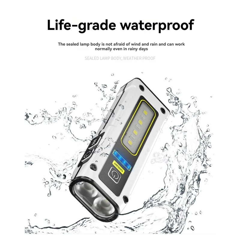 جديد-سلسلة المفاتيح LED مصباح يدوي قاعدة مغناطيسية المفاتيح مصباح يدوي نوع-C فانوس التخييم