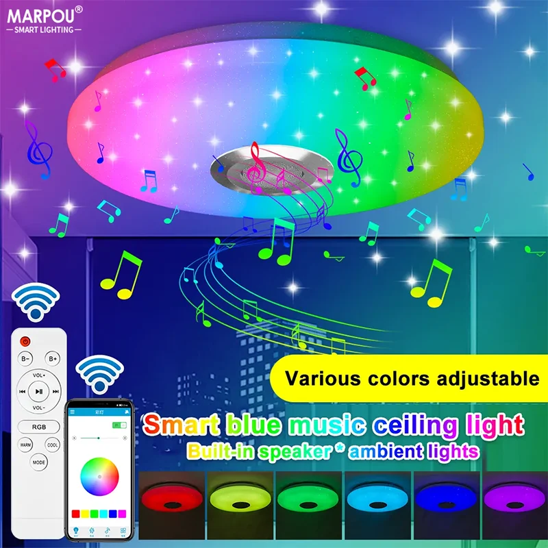 RGB Smart Ceiling Light LED Interior Home Decorative Light 42W 60W 220V Luster Dimming Remote Control WIFI Bluetooth Living Room