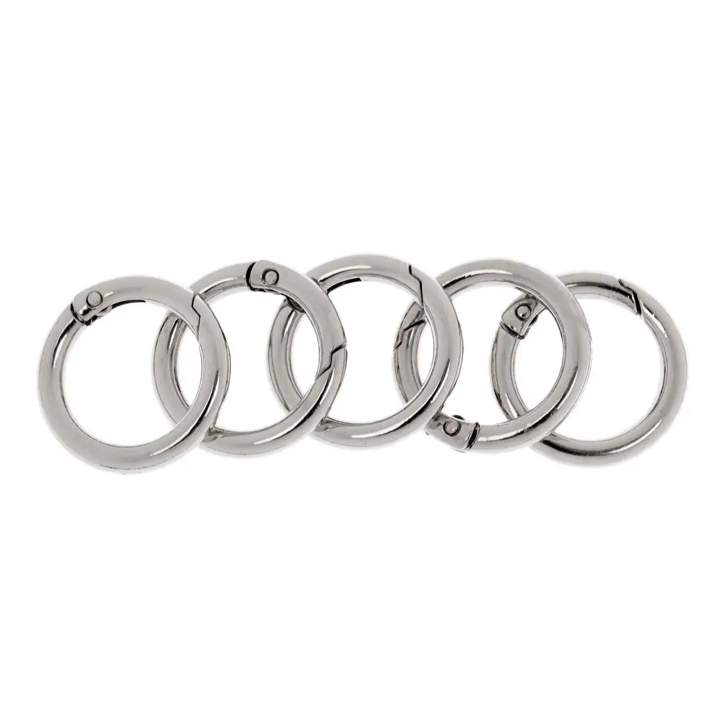 5tlg. Pack porte-clés mousqueton à anneau rond de 20 mm, dimension intérieure