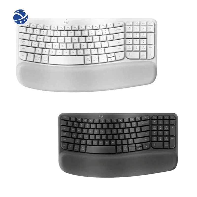 Wave Keys ergonomic keyboard+4 ° tilt bracket equipped with soft pad and palm rest to connect 3 devices simultaneously