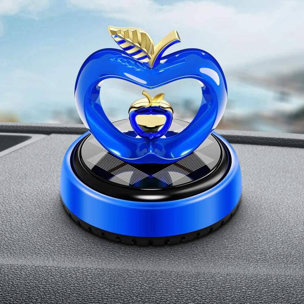 Blue Car Air Freshener Creative Apple Solar Rotating Ornament Gift Aromatherapy Essential Oil Diffuser
