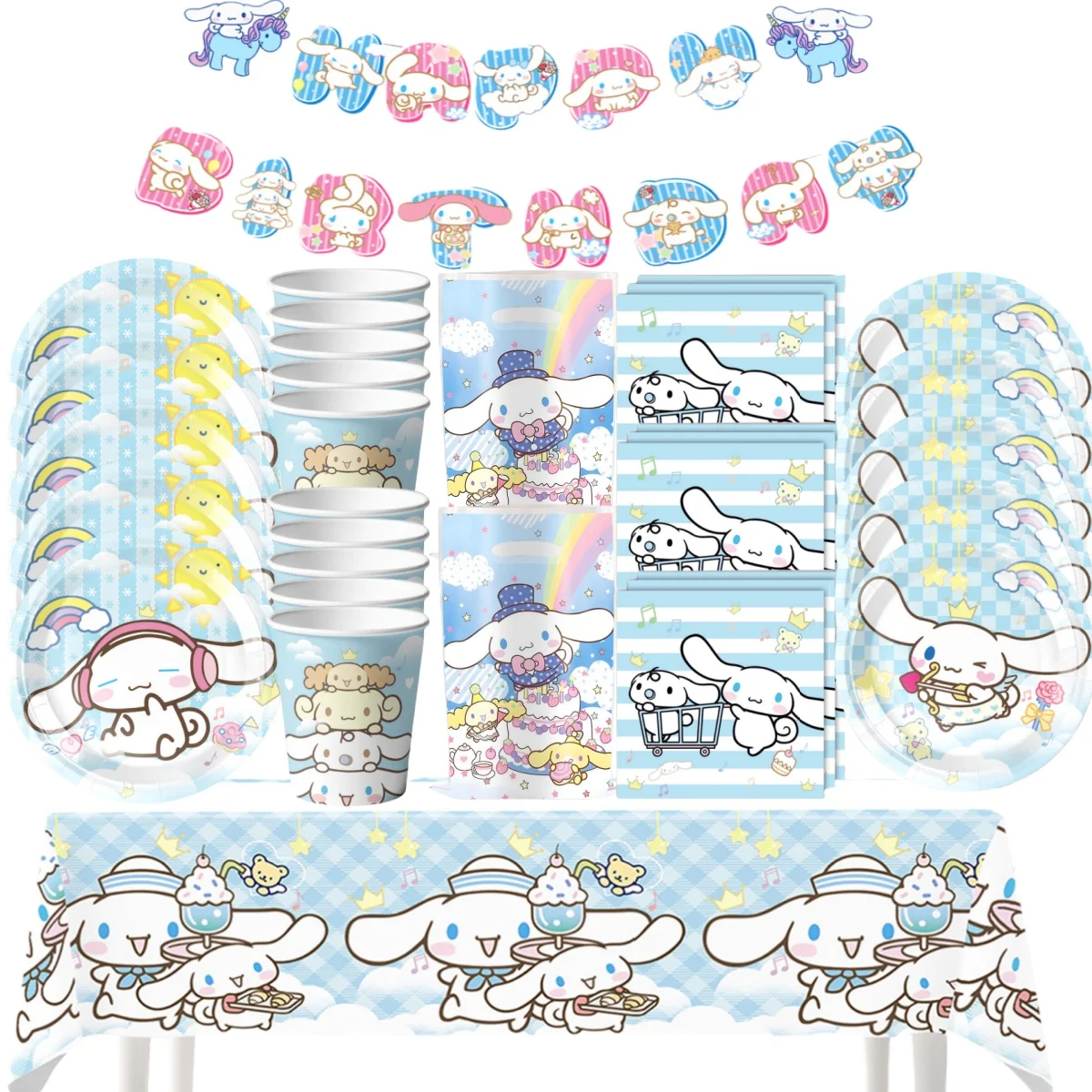 

Cinnamoroll Birthday Party Decoration 20pepole Disposable tableware Dog Tablecloth Plate Baby Shower Kids Gifts Party Supplies