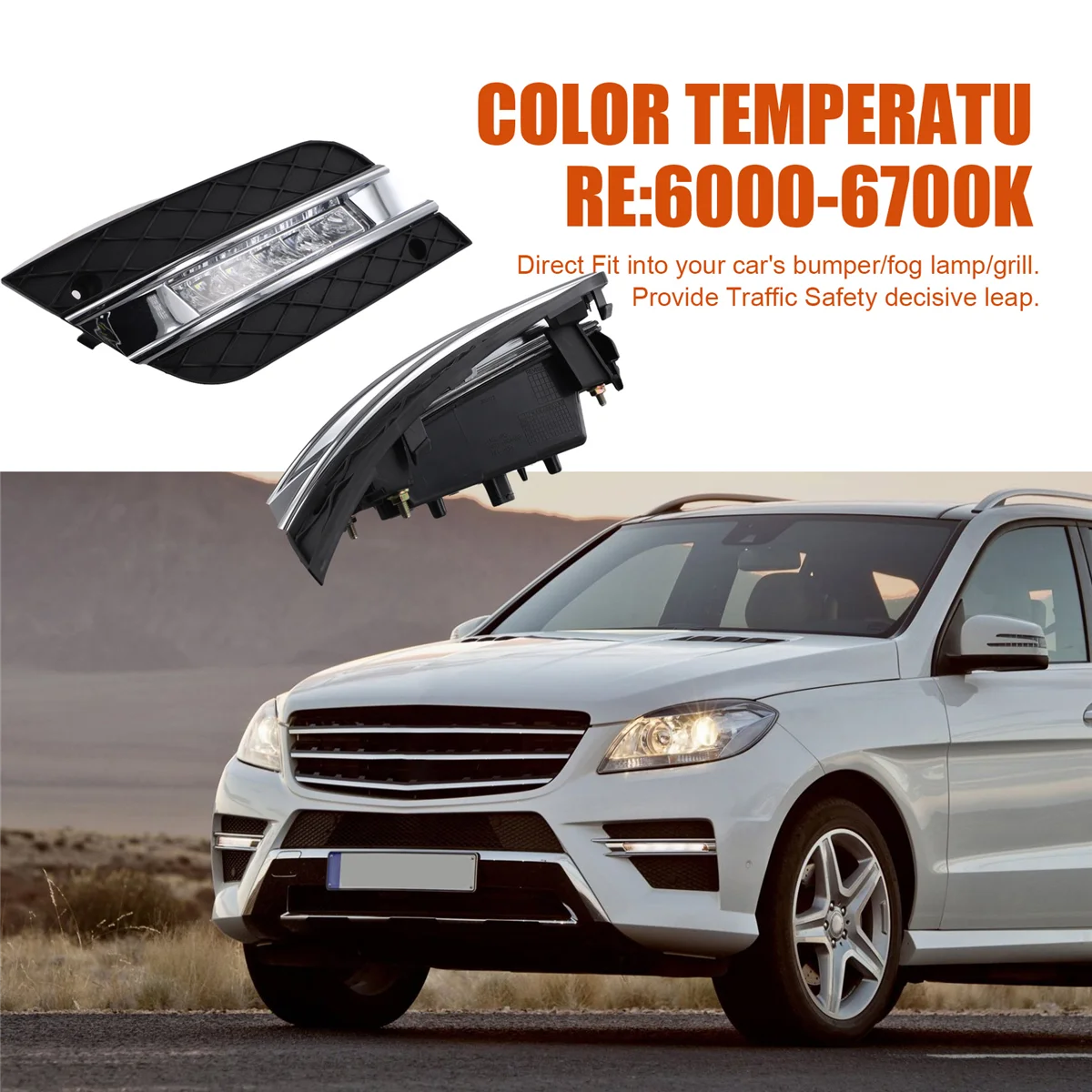 LED النهار تشغيل ضوء لمرسيدس بنز ML350 W164 ML300 ML320 2009-2011 DRL مصباح الضباب