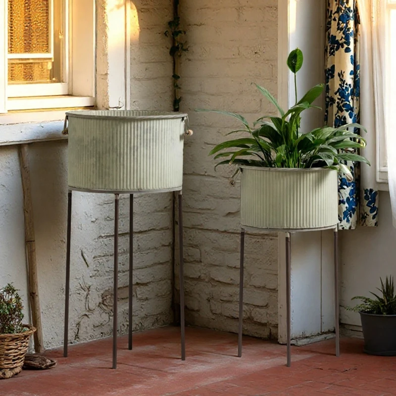 Iron Plant Stand for Balcony Floor Flower Pot Holder for Succulents Window Sill Garden Display Shelf Rustic Metal Display Stands 3
