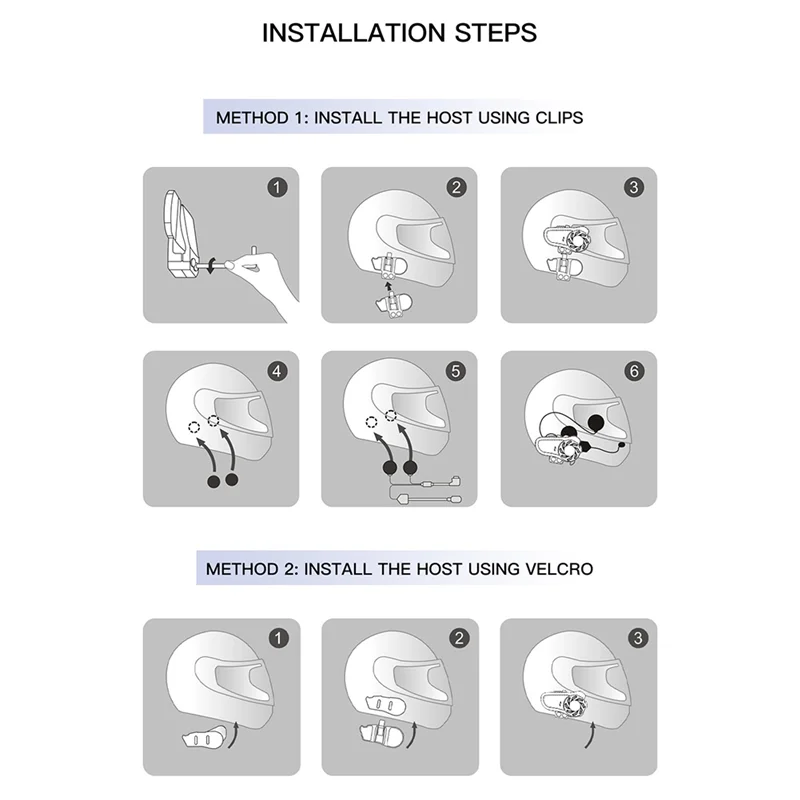 

1 пара мотоциклетных домофонов, шлема, гарнитура, система беспроводной связи до 800 м с шумоподавлением DSP и CVC