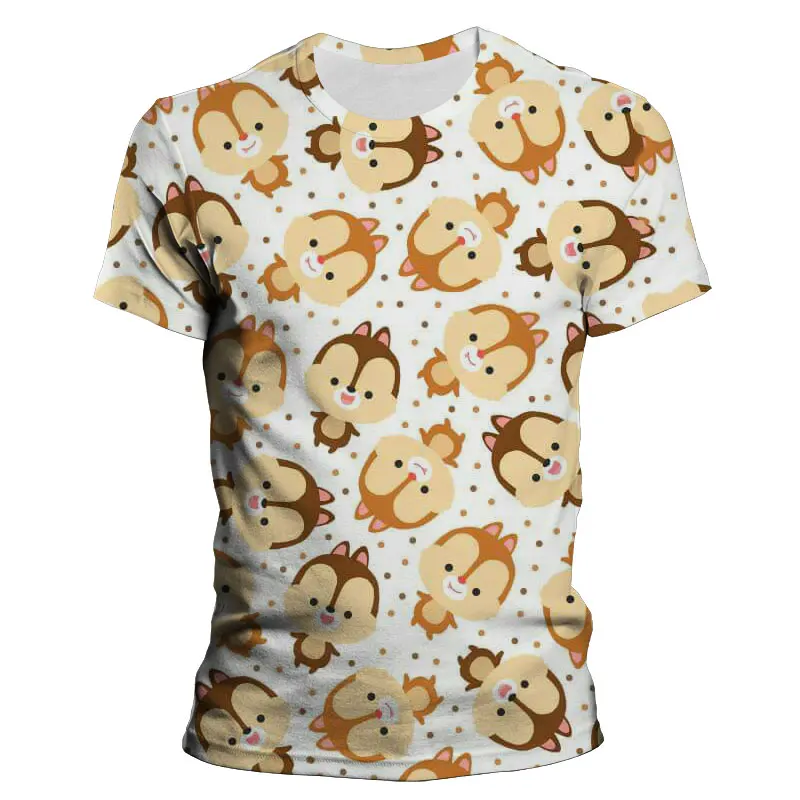 Camiseta con estampado 3D de dibujos animados de Disney para hombre y mujer, camisa de manga corta con estampado de Chip \'n\'dale, ropa de moda para