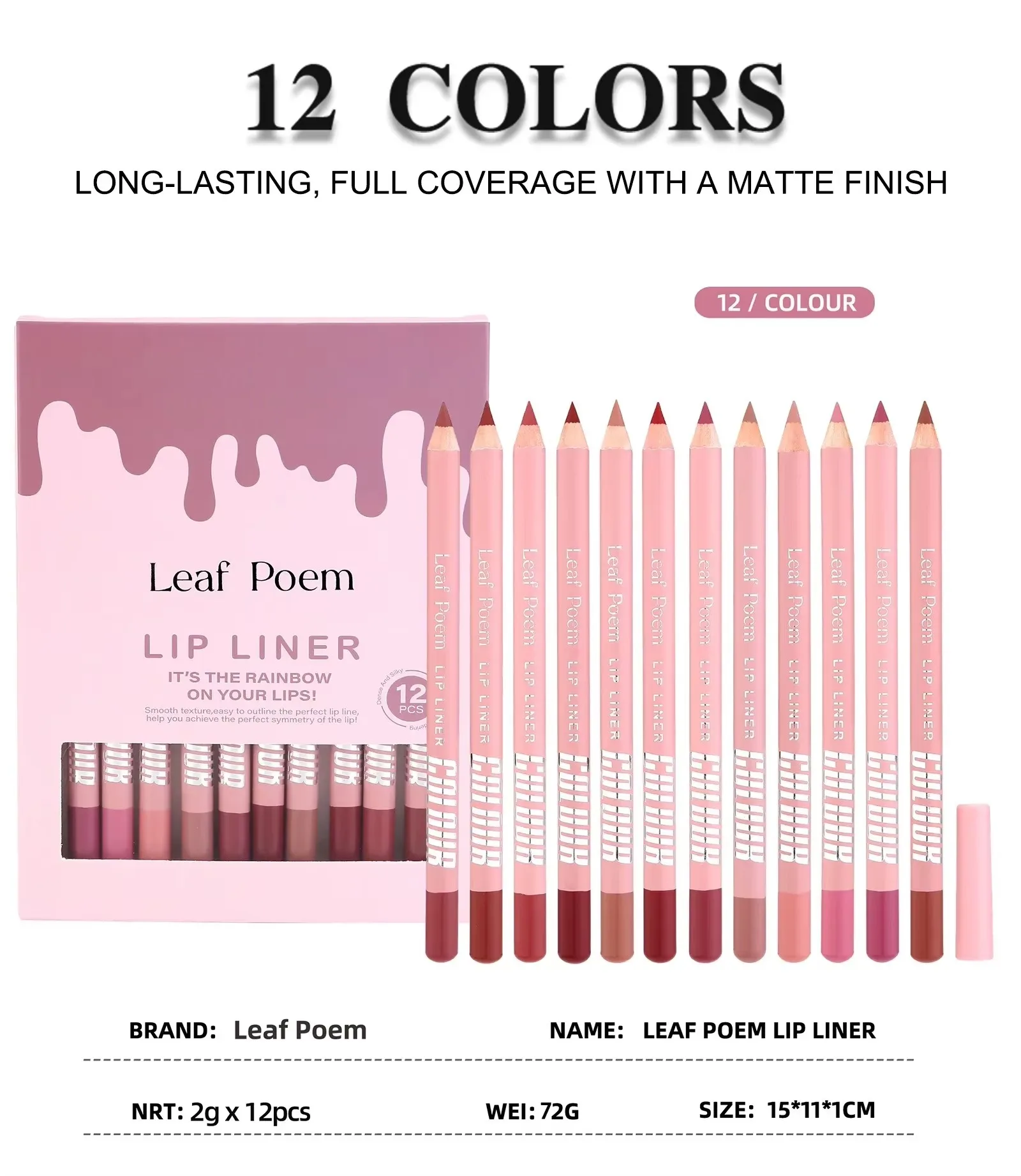 12 pz Lip Liner Matita Set Opaco Nude Contorno Lipliner Matita Rossetto Impermeabile di Lunga Durata Rossetto Penna Lip Tint Cosmetici