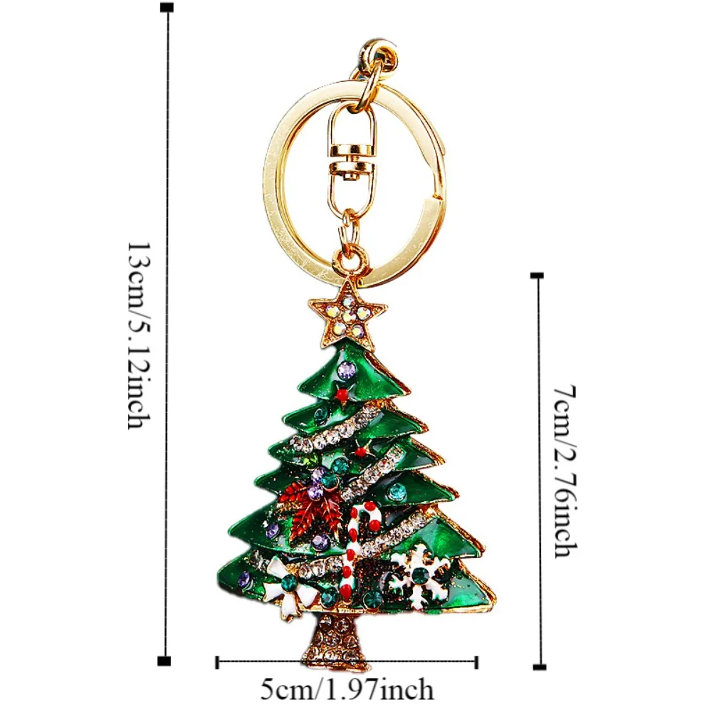 독특한 크리에이티브 크리스마스 키 체인 합금 럭셔리 에나멜 라인석 펜던트, 레드 절묘한 크리스마스 트리 키 링, 커플