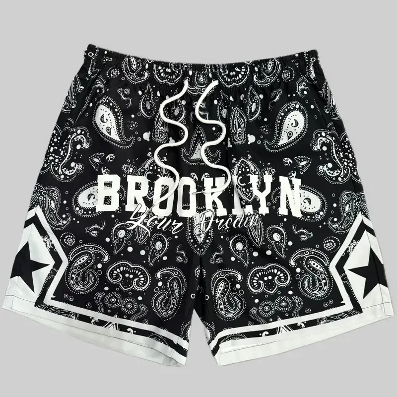 Summer Men Brooklyn Shorts Short Pants Sports Fitness Clothing Male Casual Beach Outfit Retro Floral Training Jogging Streetwear