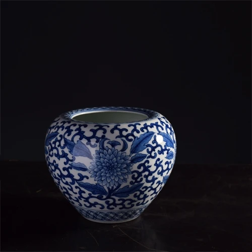 Ceramic Decorative Blue and White Canister Living Room Deco Simple Modern Chinese Countertop Vase Crafts