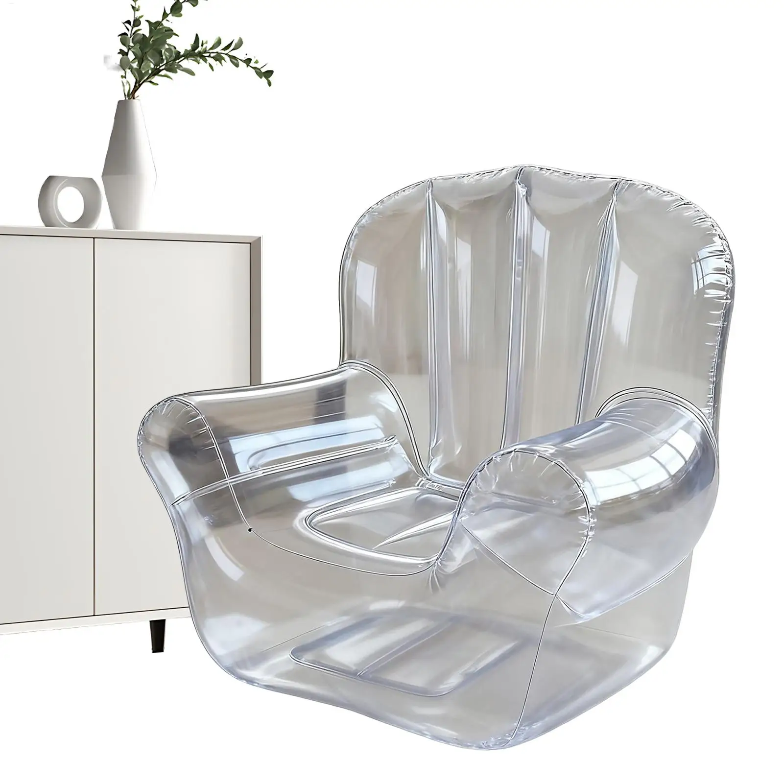 أريكة سميكة شفافة PVC أريكة قابلة للنفخ التخييم في الهواء الطلق نفخ كرسي كسول مقعد شخص واحد لغرفة نوم جانبية لحمام السباحة