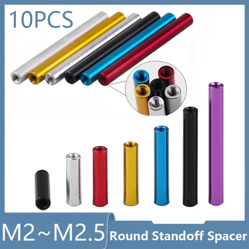 10pcs M2 M2.5 Colourful Aluminum Round Standoff Spacer,Thread Sleeve Rod Bar Stud,Drone Accessory Nuts Anodized