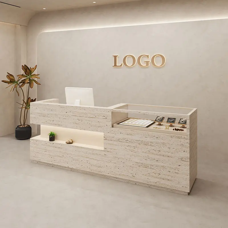 Long Luxurious Reception Desk Catheter Lamps Emfangs Modern Tiend Reception Desk Adapted Cafe Muebles Reception Furniture