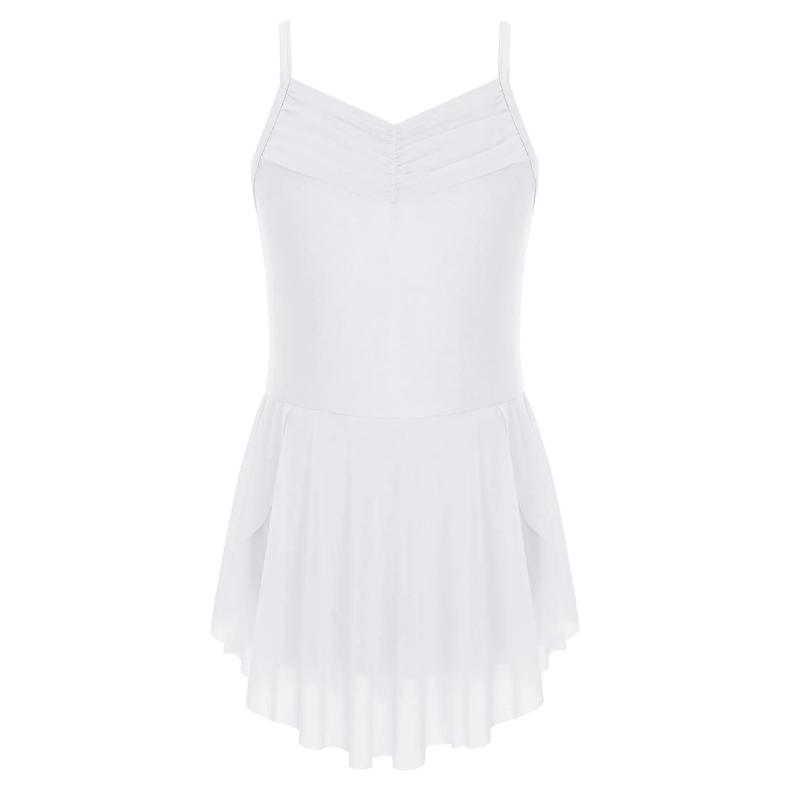 Teen Girls Ballet Dance Tutu Dress V-Neck Spaghetti Straps Leotard for Ballerina Yoga Skating Gymnastics Practice Performance