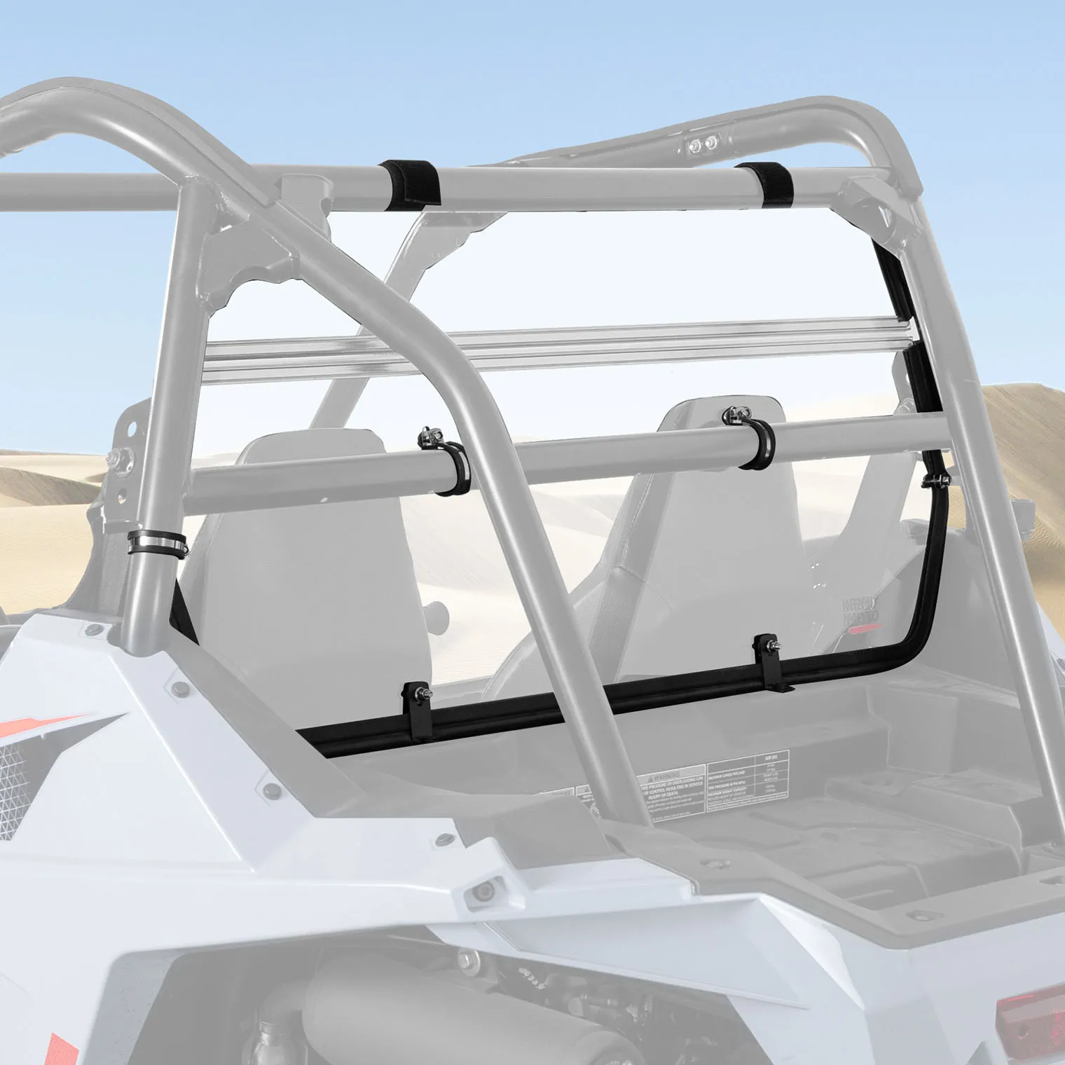 

KEMIMOTO UTV Folding Ventilated Rear Clear Windshield Compatible with Polaris RZR 200 2022-2025 1/4 Inch All-Weather Back Window