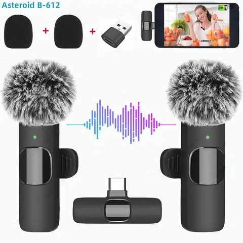 New Wireless Lavalier Microphone Portable Audio Video Recording Mini Microphone for iPhone Android PC Camera Live Gaming Phone