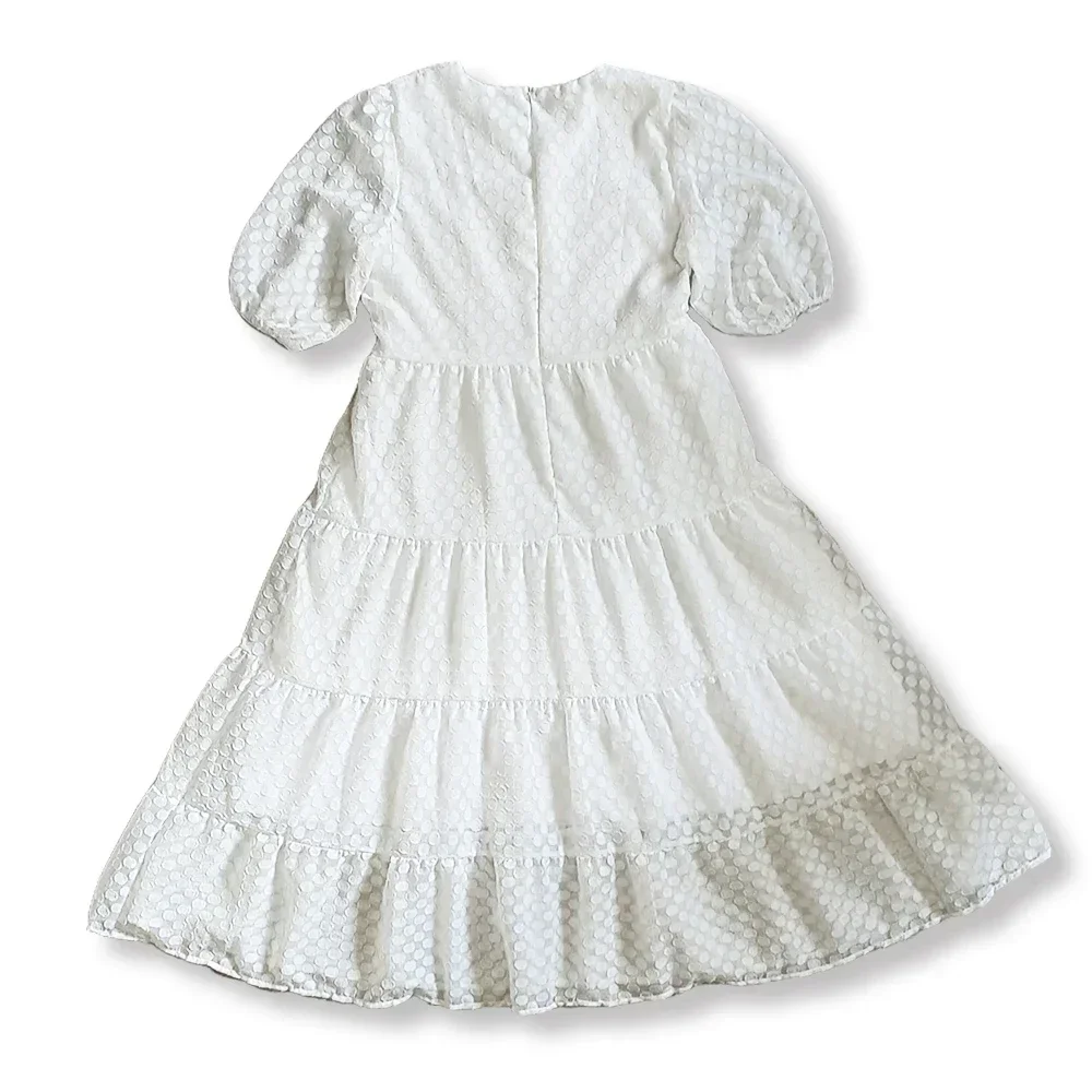 فساتين للنساء ريترو ربيع وصيف المرأة الجديدة الخامس الرقبة فقاعة الأكمام عالية الخصر تصميم الدانتيل خياطة التطريز ألف كلمة اللباس