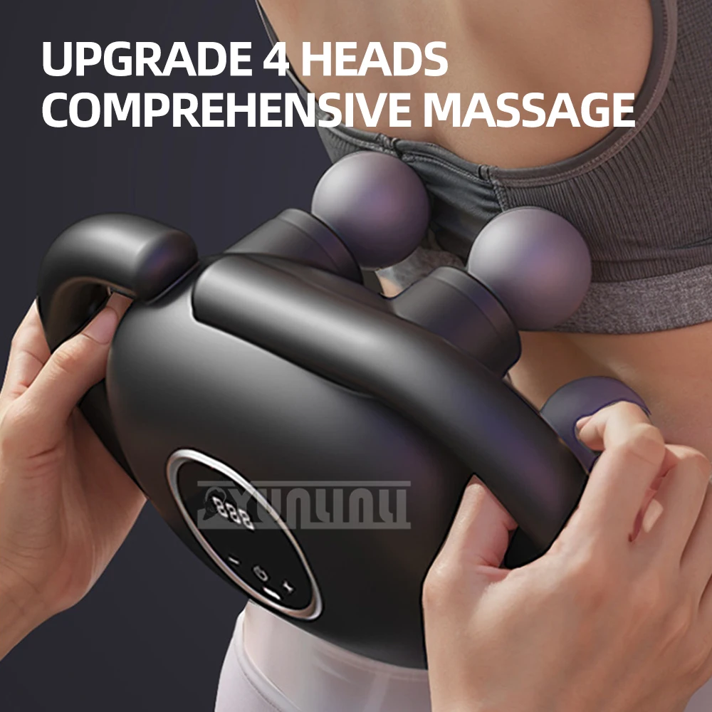 Four-head fascia gun muscle relaxation massager multi-function soothing massage gun electric massager