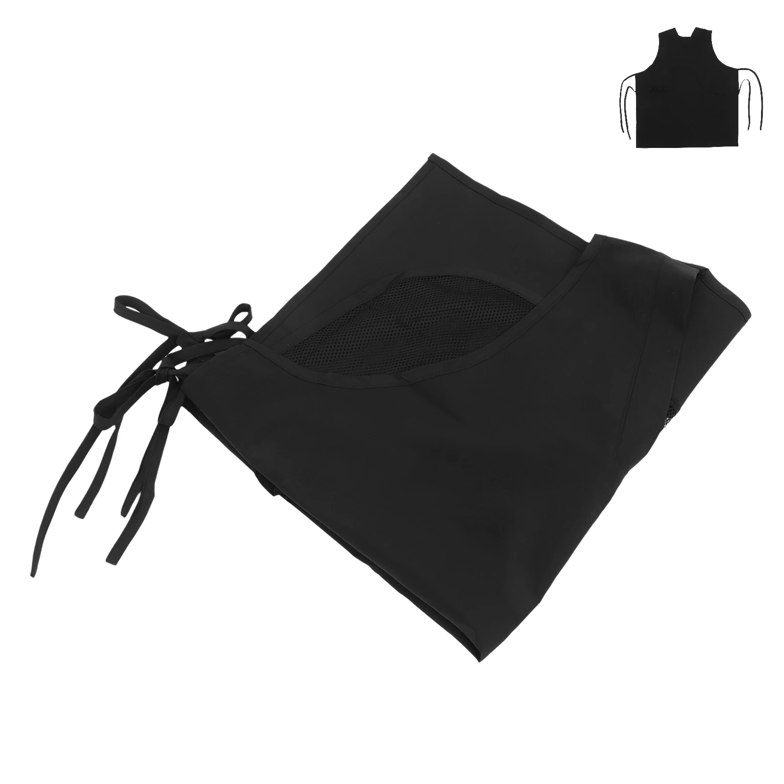 

V Neck Mesh Back Apron Sleeveless Smock For Hairdressers Barber Salon Waterproof Apron For Kitchen Cooking Tool Organizer