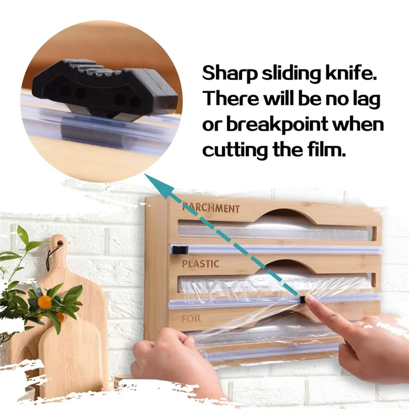 

AD30-Wrap Dispenser, Aluminum Tin Foil And Wax Paper Storage Dispenser With Slide Cutter & Labels For Kitchen Drawer 2 Grid Dura