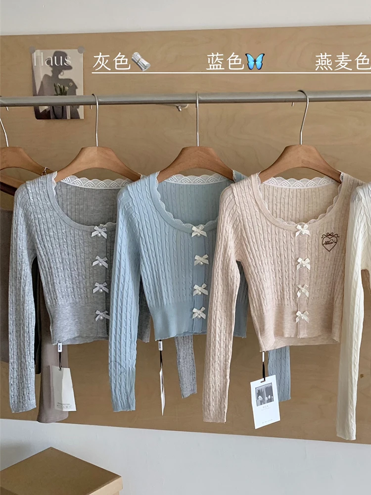 Winter Women Mori Girl Shoujo Girl Cuddly Sweater Long Sleeve Knitwears 2000S Aesthetic Ballet Core Jerseys Korean Sweet Jumper