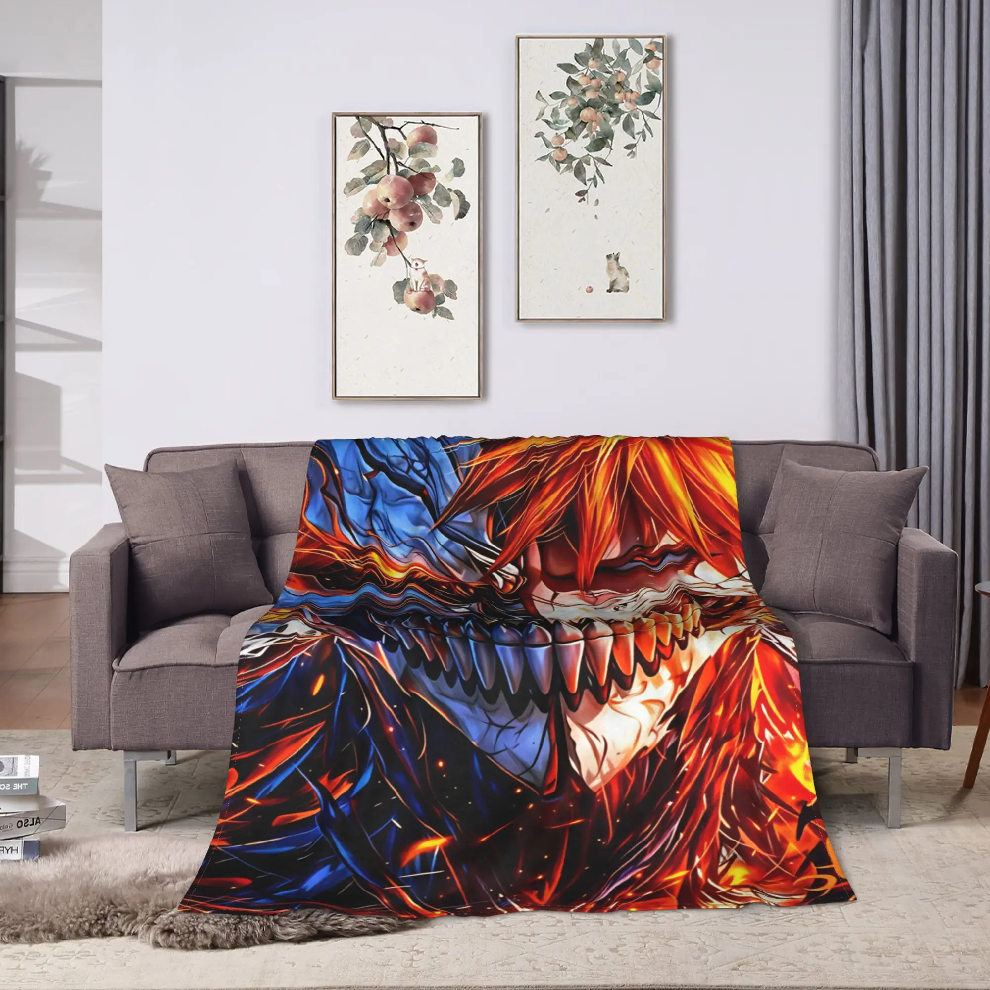 Warm Soft Blanket Decorative Bleach Kurosaki Ichigo Anime Cartoon Throw Blanket  Flannel Bedspread For Couch Bed Sofa Bed Cover