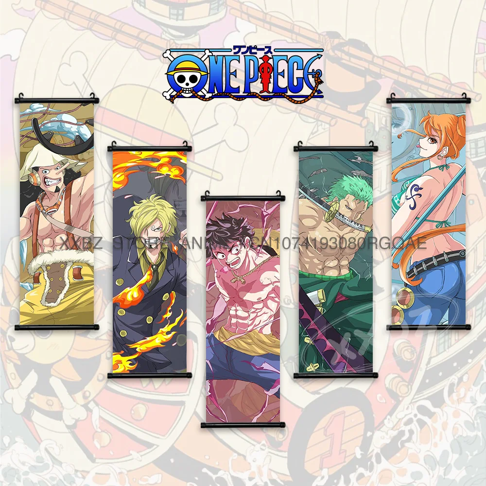 

ONE PIECE Scrolls Picture Anime Home Decor Nami Hanging Painting Canvas Latest Bedroom Cartoon Luffy Poster Wall Art Stickers