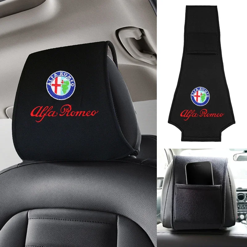 for Alfa Romeo Giulia GT 147 155 156 159 Mito Giulietta Stelvio Brera 166 Car Headrest Cover Anti-dust Neck Pillow Case Interior