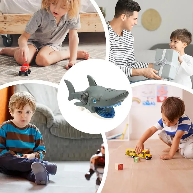 Electric Shark Toys with Lights and Sound Walking Shark Children Sensory Toy Colorful Moving Music Toys for Kids Birthday Gifts