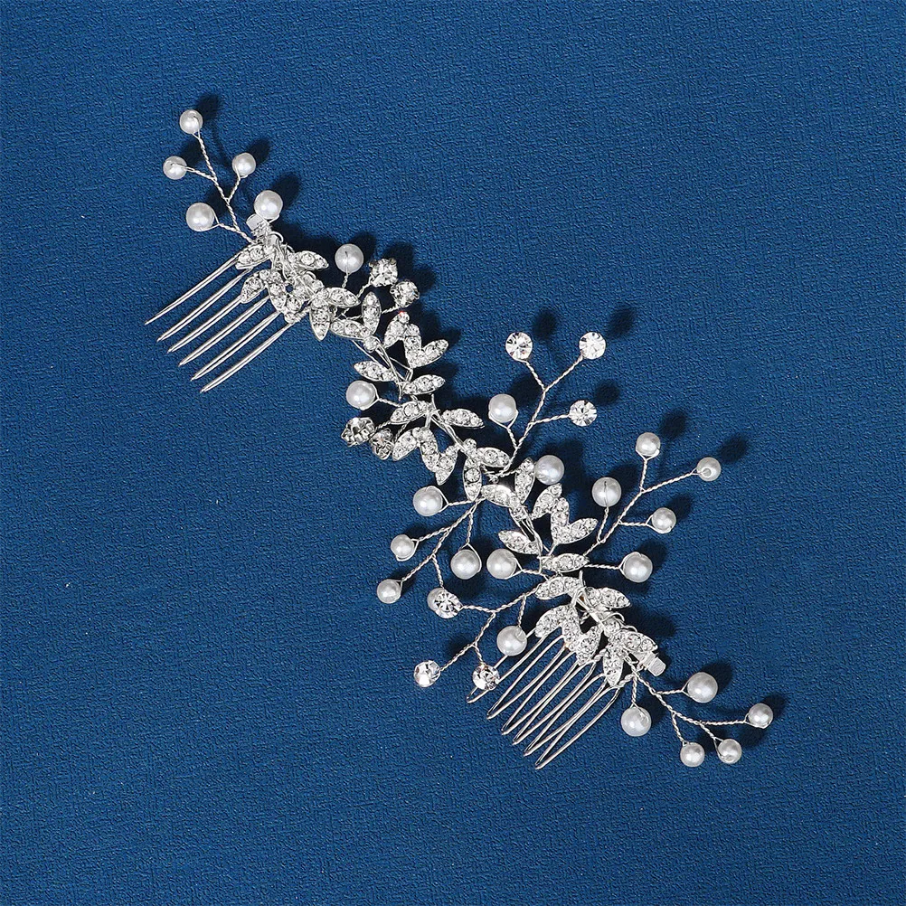 Bridal Pearl Rhinestone Hair Comb Elegant Wedding Hairpiece for Bride Bridesmaid Flower Wedding Hair Accessories