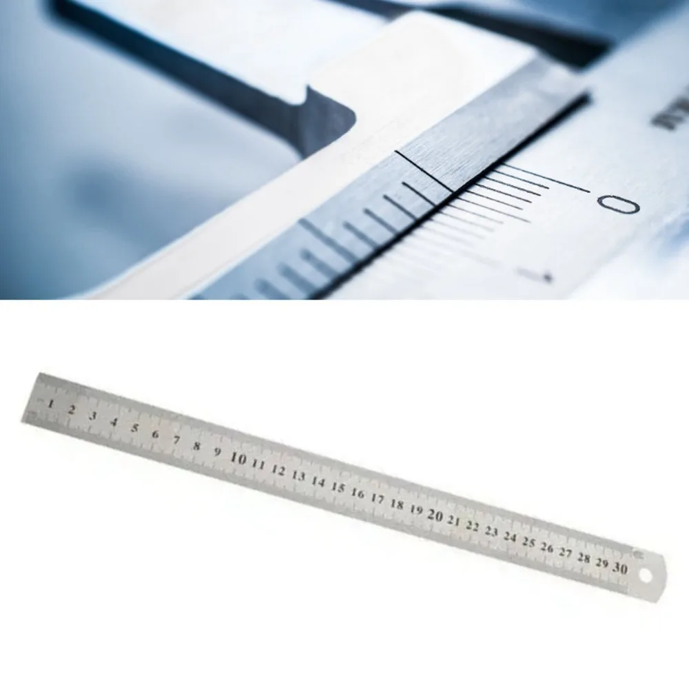 2pcs 30 cm / 12 Inch Stainless Steel Ruler Dual Sided Scale Metric & Inch Scale Straight Edge Ruler Metal Ruler For Drafting