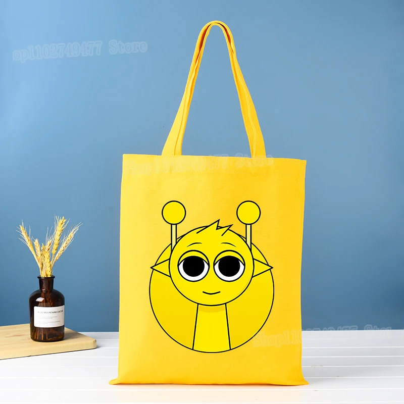 Cartoon Sprunki Canvas Bag Incrediblebox Handbag Large Capacity Storage Shopping Student Education Learning Supplies Bags