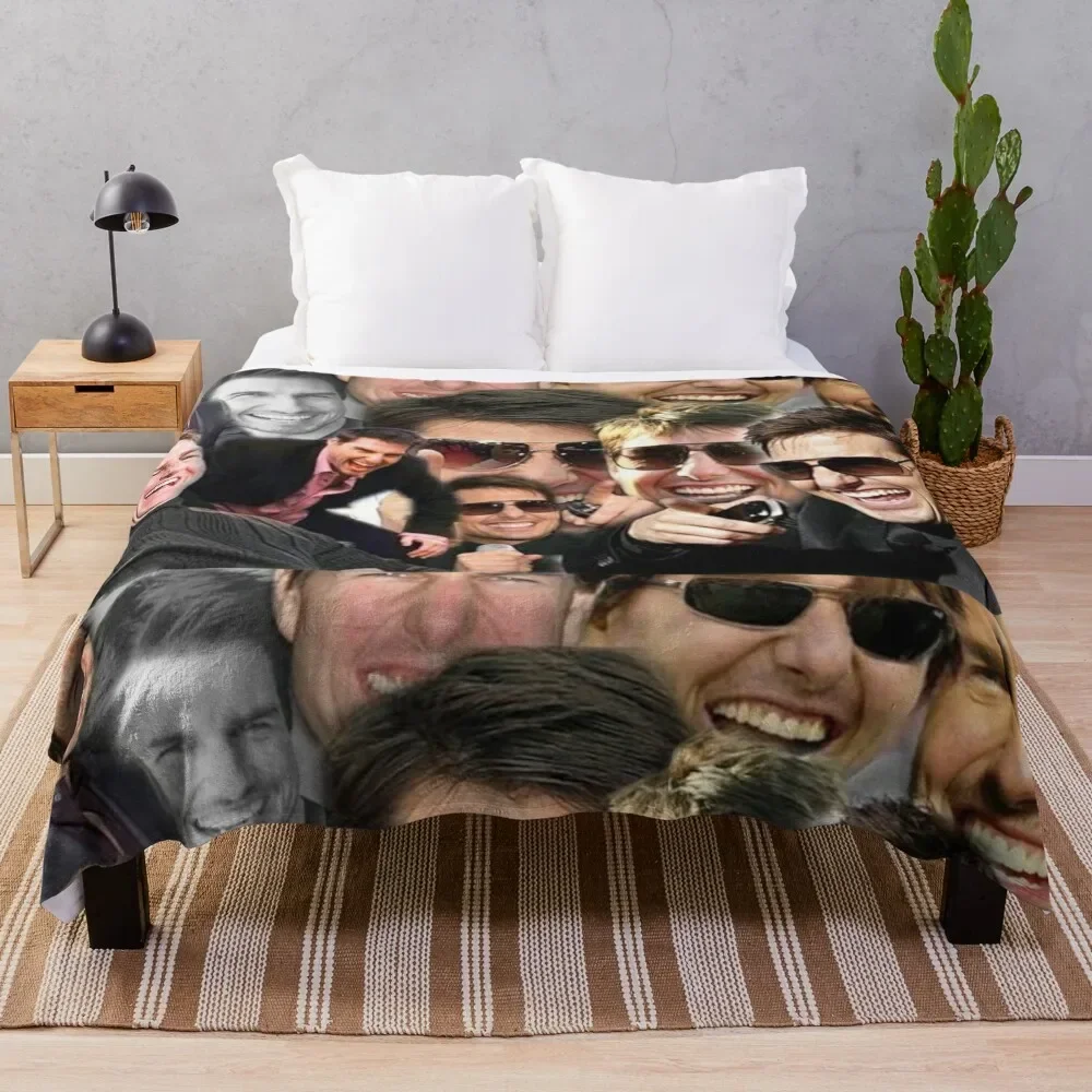 

tom cruise laughing meme photo collage Throw Blanket Soft Hair Blankets