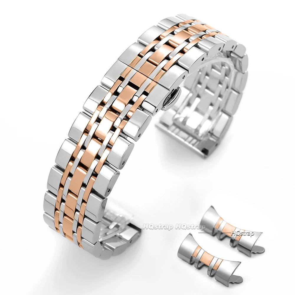 Uhrenarmband mit gebogenem Ende, 14, 16, 18, 19, 20, 21, 22 mm, Edelstahlband, Metallarmband, universelles Uhrengürtel-Zubehör